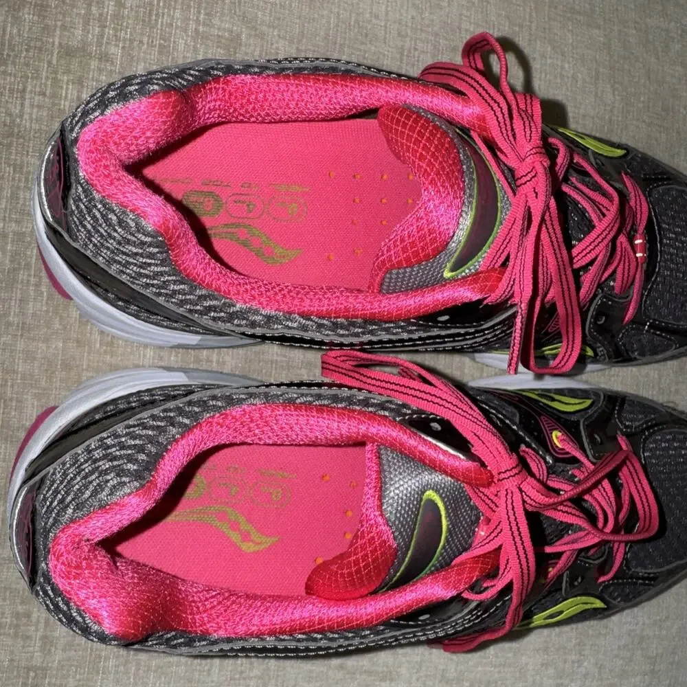 Saucony Guide 6 Womens Gray/Pink/Yellow Sneakers Running Shoe Size 10.5 EUC